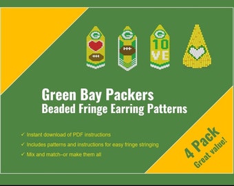 4er Pack Green Bay Packers Perlen Ohrring Muster