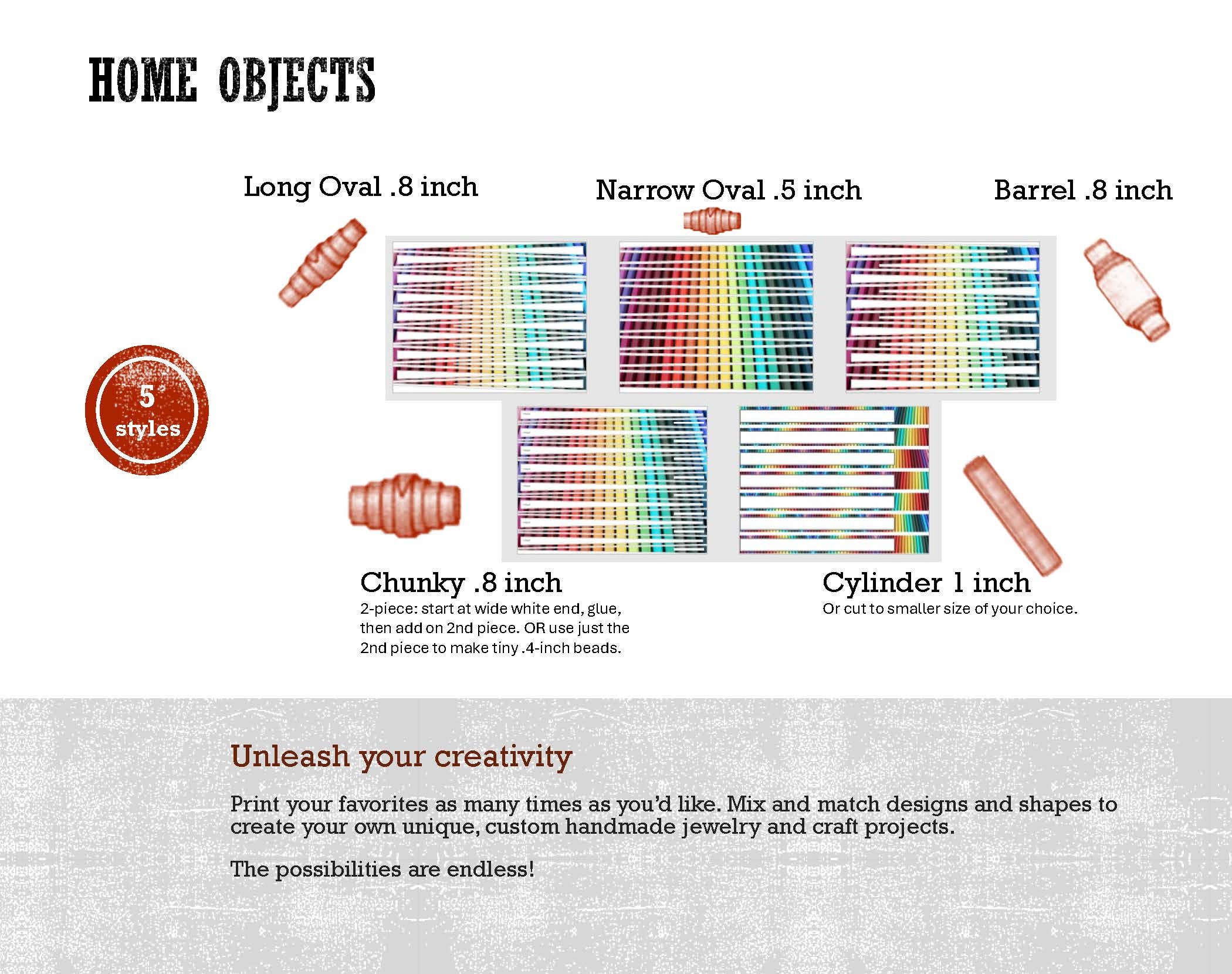 35 Pages Home Textures Paper Bead Templates Printable PDF With 7 ...