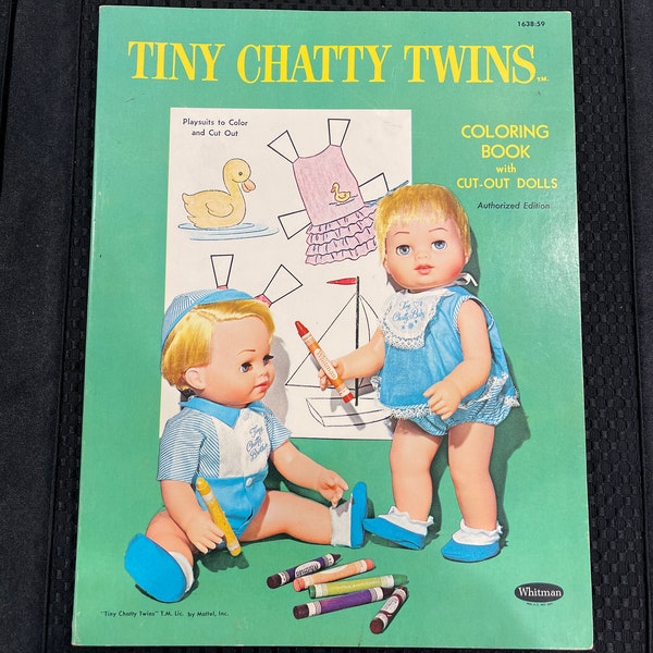 EXCELLENT!! Vintage 1963 Tiny Chatty Twins Coloring Book w Paper Dolls UNUSED!