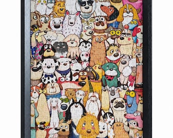 Rompecabezas de perro dibujado a mano, 520 piezas, diseño original y divertido, regalo para amantes de los perros.