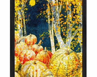 Rompecabezas de calabaza, 520 piezas, arte dibujado a mano con detalles en lámina de oro / YOYO WHIMZZIPCE