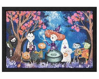 Rompecabezas de sopa de piedra de Halloween, 520 piezas, brilla en la oscuridad, arte dibujado a mano / YOYO WHIMZZIPCE