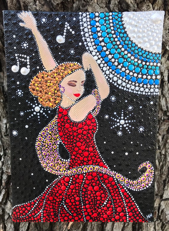 Dancing In The Moonlight 5 X 7 Inch Original Dot Artwork On Etsy