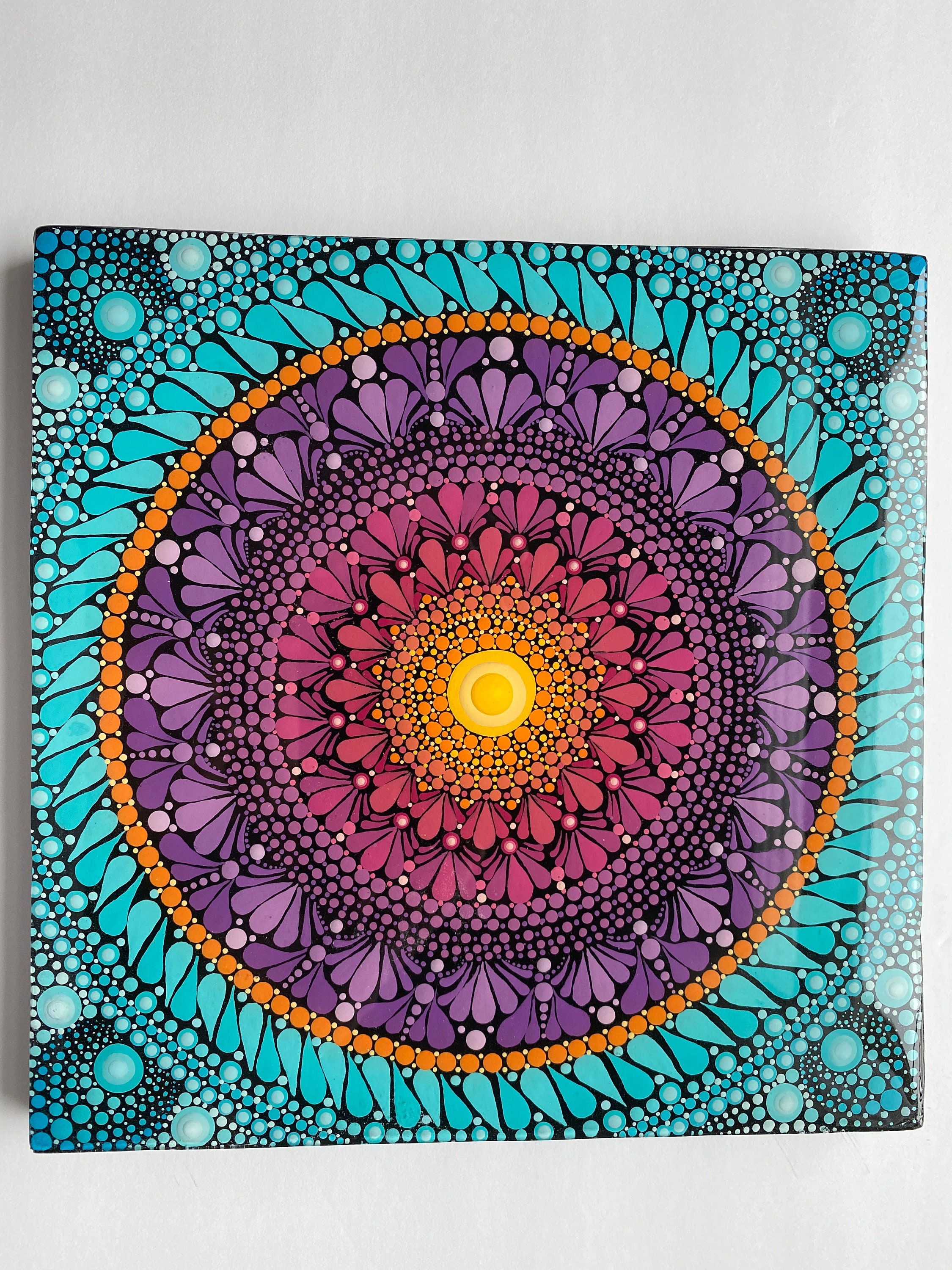 10 X10 Inch Original Dot Mandala Painting - Sunset Horizon - Etsy
