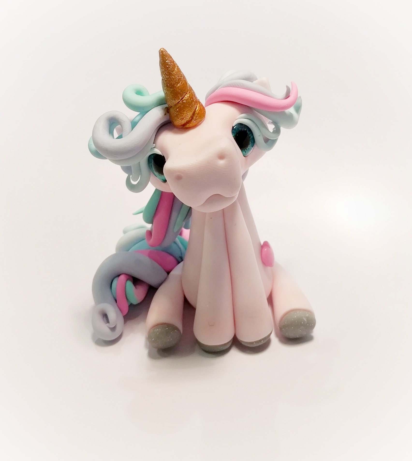 Unicorn Cake Topper Unicorn Figurine Polymer Clay Unicorn Etsy