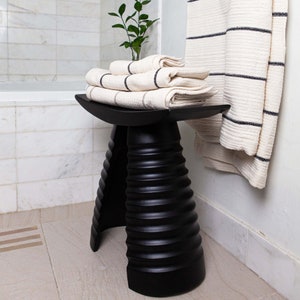Wood Carved Rings Stool