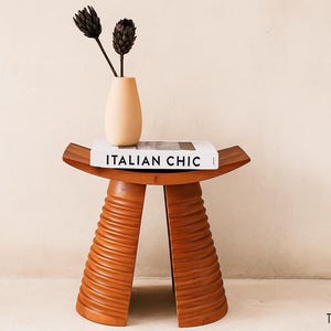 Wood Carved Rings Stool