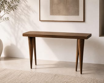 Modern wood bench sculptural design handmade minimalist seating organic modern furniture entryway bench solid wood artisan piece