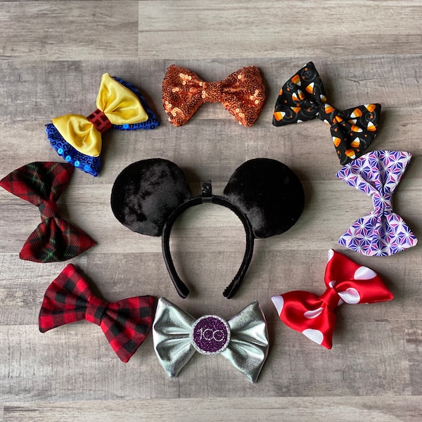 Interchangeable Bows compatible with 18" Doll Ears Headband with interchangeable bows, fits dolls like American Girl and Our Generation