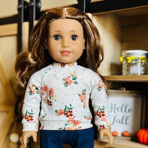 18&quot; doll Sweater, Fall Flowers sweater fits 18&quot; dolls like American Girl and Our Generation
