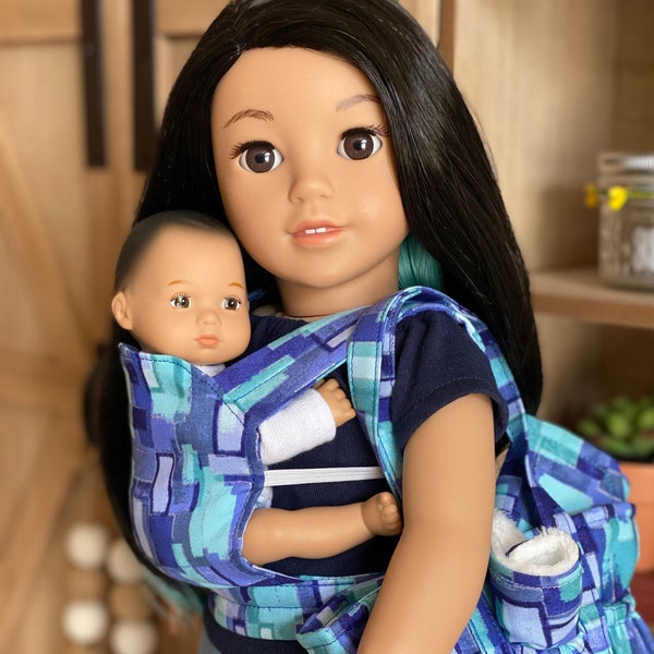 8 inch doll Carrier, Blue, 8" Doll Carrier fits American Girl Little Bitty Babies and other 8 inch dolls