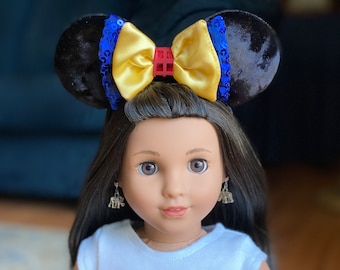 18" Doll Ears Headband with Interchangeable Bow for 18" dolls like American Girl and Our Generation, Mouse Ears for 18" dolls