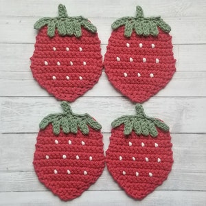 Strawberry Coasters, Strawberry Gifts, Crochet Coasters, Coffee Coasters, Drink Coasters, Coasters Set