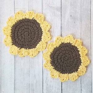 Sunflower Coasters, Spring Decor, Sunflower Decor, Cotton Coasters, Home Decor, Floral Coasters, Mothers Day Gift, Host Gift