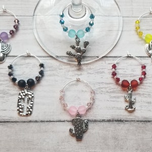 Cactus Wine Charms, Arizona Gifts, Arizona Decor, Succulent Wine Charm, Wine Markers, Wine Charm Set, House Warming Gift, Desert Decor
