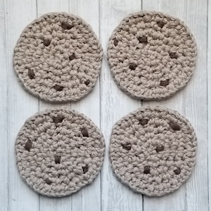 Chocolate Chip Cookie Coasters, Cookie Gift, Crochet Cookies, Housewarming Gift, Crochet Coasters, Birthday Gift, Mothers Day Gift