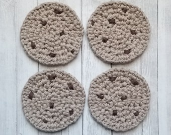 Chocolate Chip Cookie Coasters, Cookie Gift, Crochet Cookies, Housewarming Gift, Crochet Coasters, Birthday Gift, Mothers Day Gift