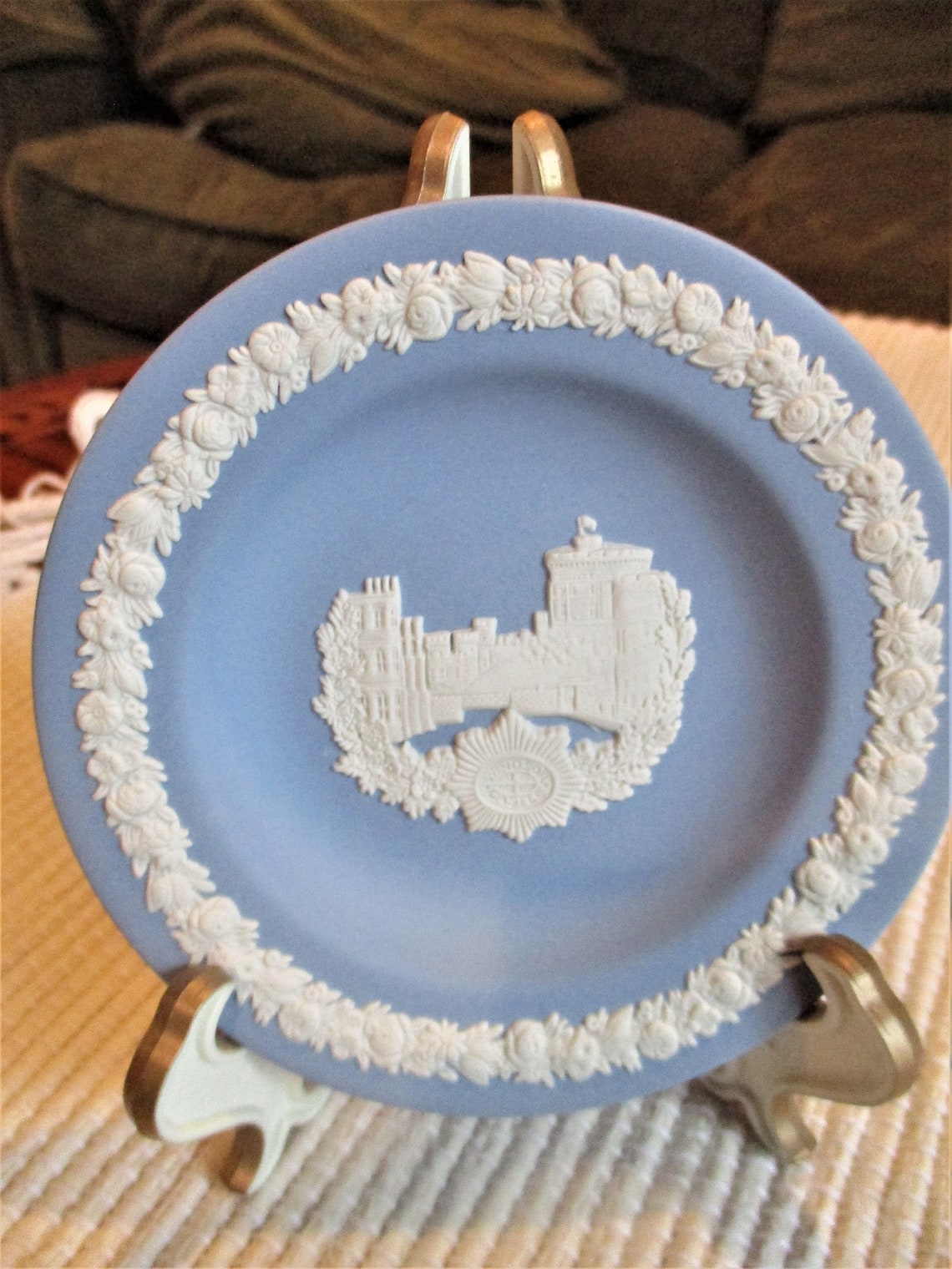 Two Plates Wedgwood Jasperware Blue Windsor Castle Sweet Dish Etsy