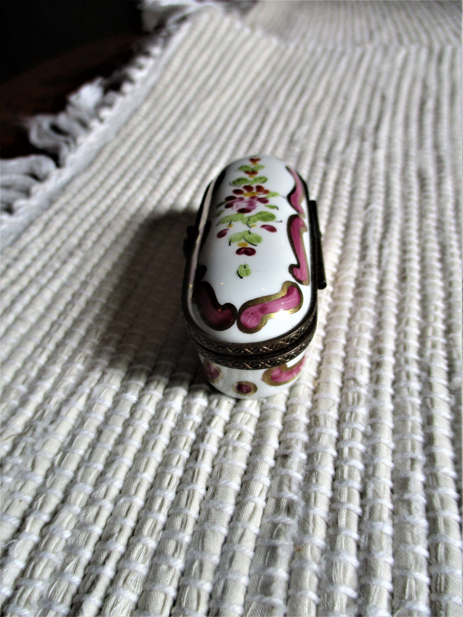 Limoges Oval Floral Hinged Box/needle Case With Floral Design Etsy UK