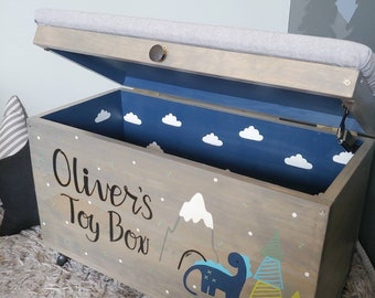wooden toy chest with name