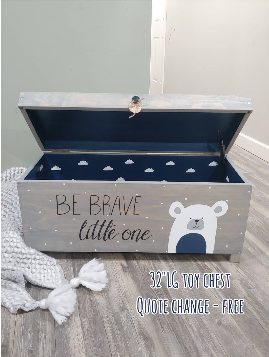 Toy box Rolling toy box Toy box Kids toy chest wood Etsy