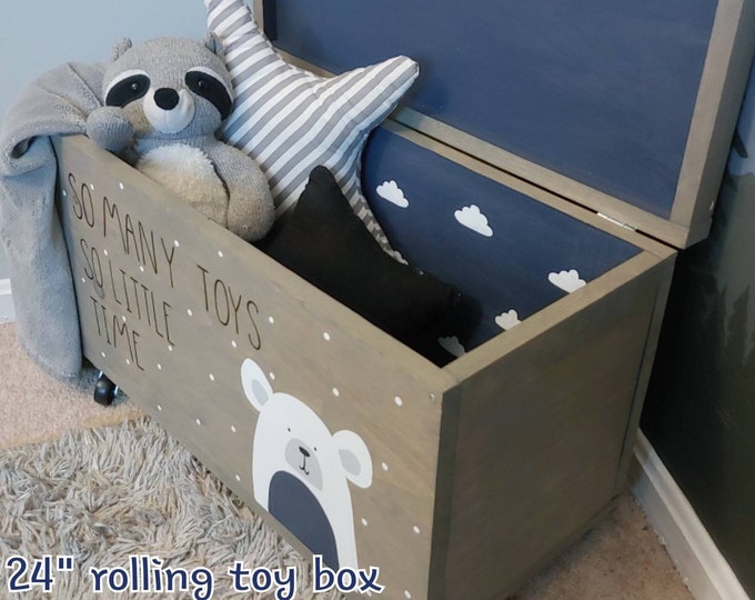 Toy Box Rolling Toy Box Toy Box Kids Toy Chest Wood Etsy