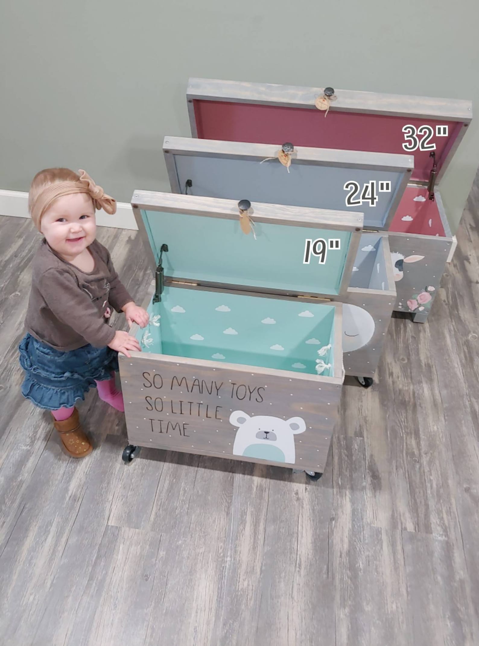 Toy box Rolling toy box Toy box Kids toy chest wood Etsy