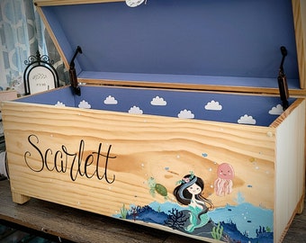 Toy box | NEW HINGES | Toy chest | Toy bin | Kids toy chest | wood toy box | Upholstered bench | personalized name | girls |custom toy box |