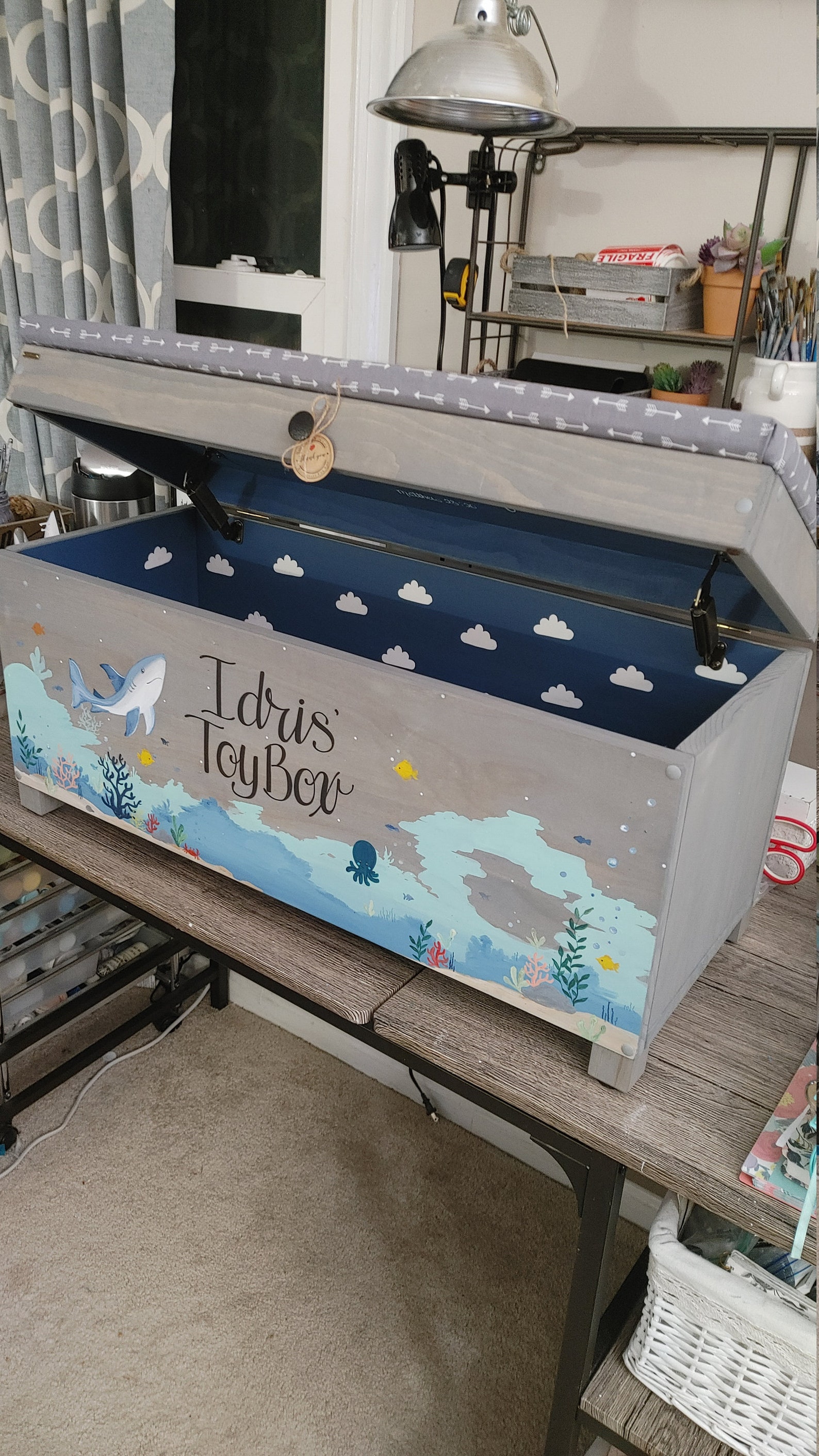 Toy Box Underwater Shark Toy Chest Kids Toy Chest Wood Etsy