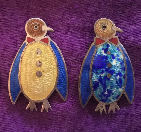 Jerónimo Fuentes Sterling and Enamel Penguin Brooc