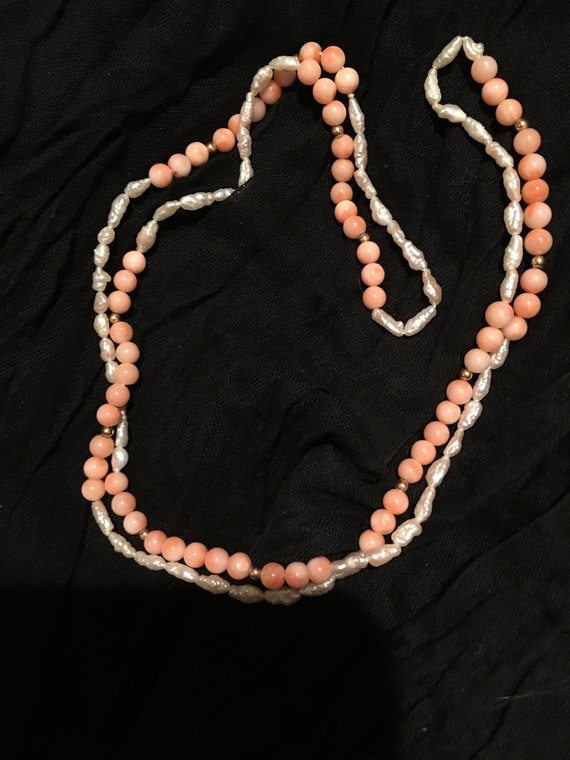 Coral and Freshwater Pearl Necklace