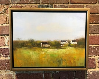 The Barns - canvas with gold floating frame