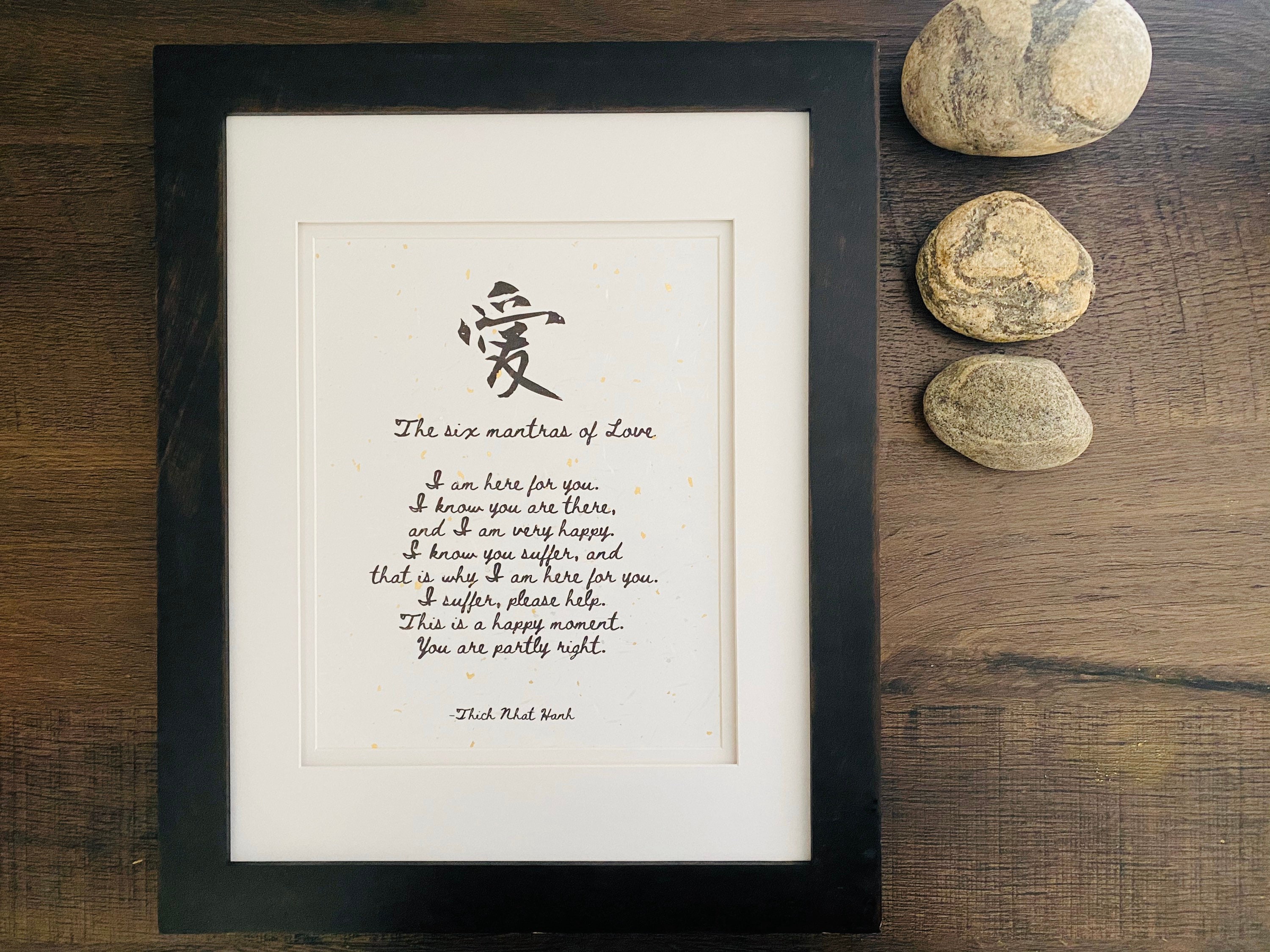 The Six Mantras of Love. Thich Nhat Hanh Print: Gold Leaf Zen Art