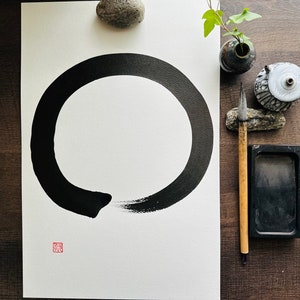 Enso-Zen Circle12x18in , zen art,Original Japanese Calligraphy , Shodo, Wall Art Gift