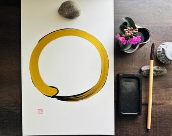 円相 黄金円相 #9 - 禅書道 - 禅サークル - Etsy 日本
