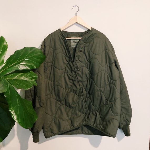 Vintage Army Quilted Military Liner Coat - Camoufl