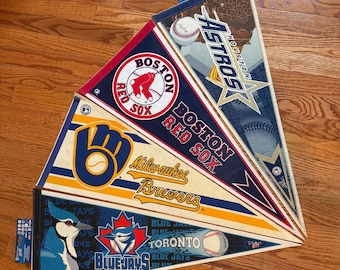 Vintage 1990s MLB Baseball Pennant - Milwauki Brewers, Boston Red Sox, Toronto Blue Jays, Houston Astros - Pick Yor Team