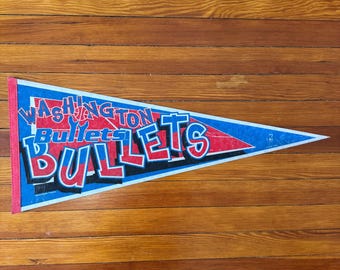 Vintage Washington Bullets Pennant - 1980s 1990s NBA - Rare Throwback D.C. Sports Decor