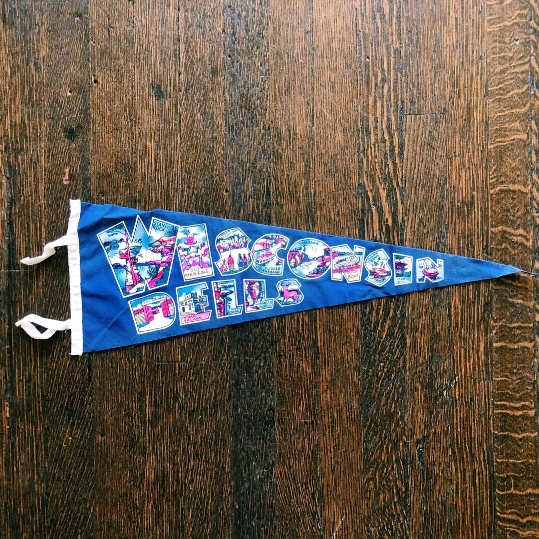 Vintage Wisconsin Dells Souvenir Pennant - 1950s Felt Banner - Etsy