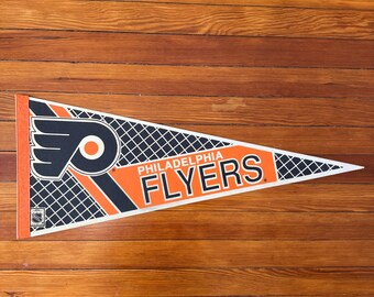 Vintage Philadelphia Flyers Pennant - Philly Hockey Wall Art - 1980s 1990s NHL Licensed Memorabilia