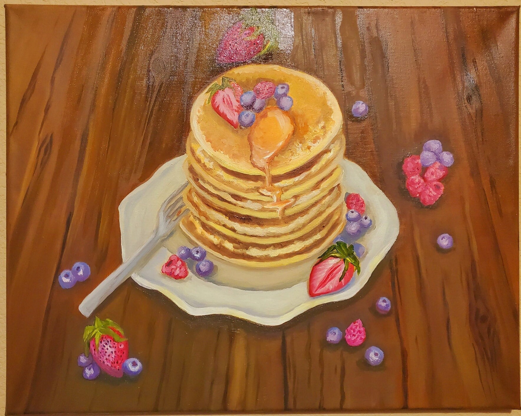 Pancakes original Oil painting on canvas 20x16in Etsy