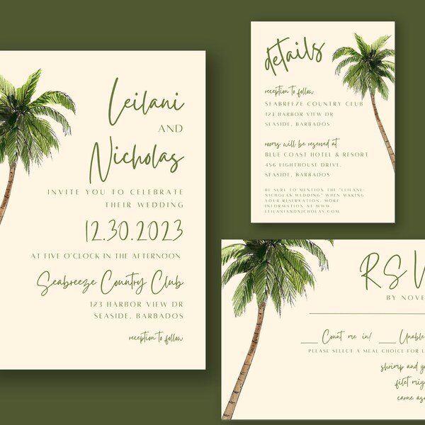 Wedding Invitations Palm - Etsy