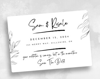 Minimalist Save the Date Template, Modern Save The Date Template, Simple Save The Date Template, Editable Save The Date Template