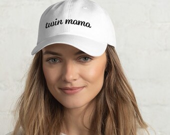 Twin Mama Hat: Cotton Twill Baseball Cap, Twin Mom Gift