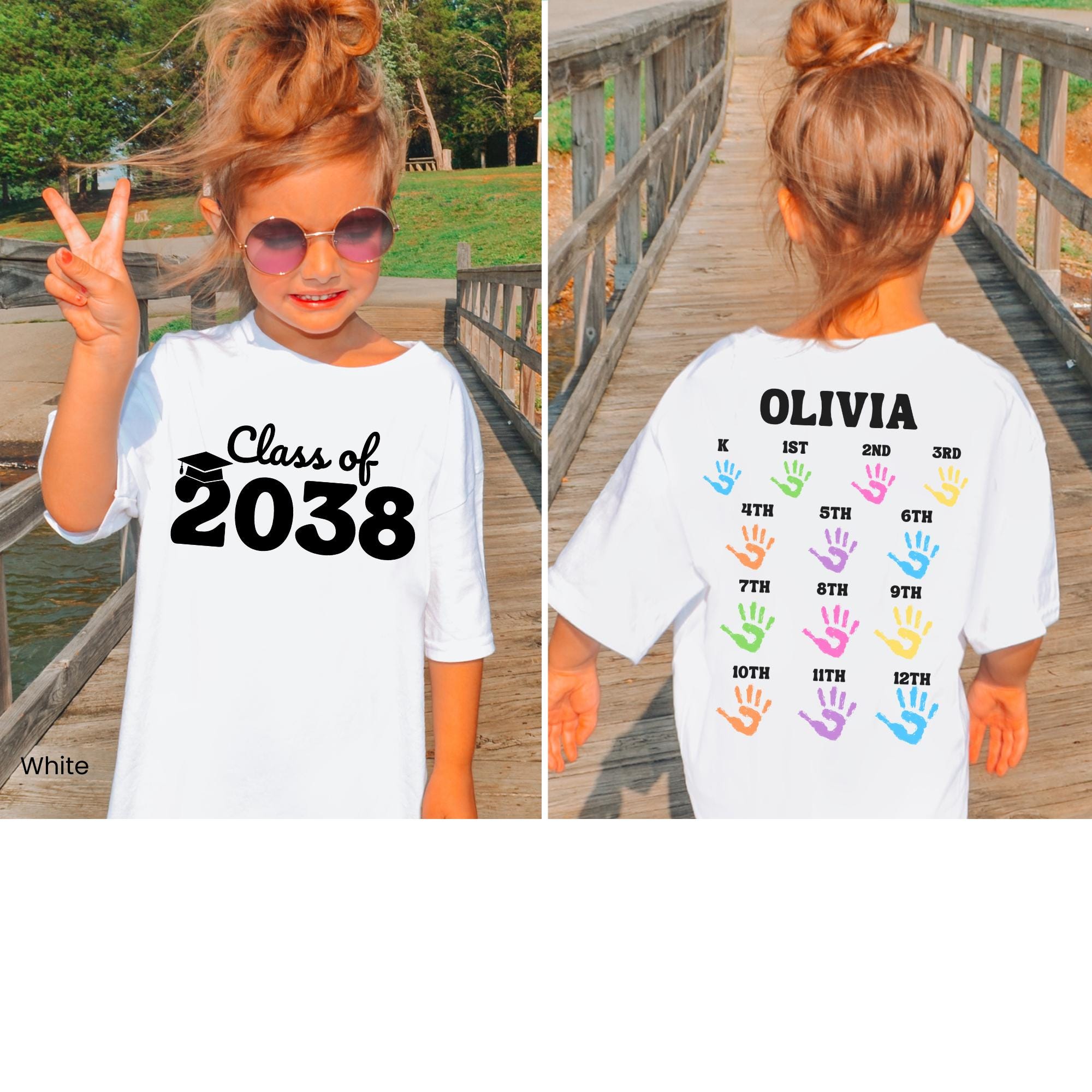 Class of 2038 Handprint Shirt, First Day of School Shirt, Grow With Me Shirt, Photo Day Shirt, Kinder Through 12th