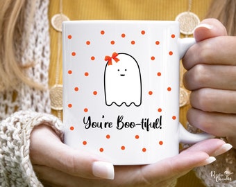 You're Bootiful Halloween Mug Ghost Mug Boo Mug You're Beautiful Ghost Halloween Decor Halloween Gifts Mug for Her Mug for Mom
