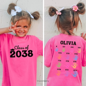 Class of 2038 Handprint Shirt, First Day of School Shirt, Grow With Me Shirt, Photo Day Shirt, Kinder Through 12th