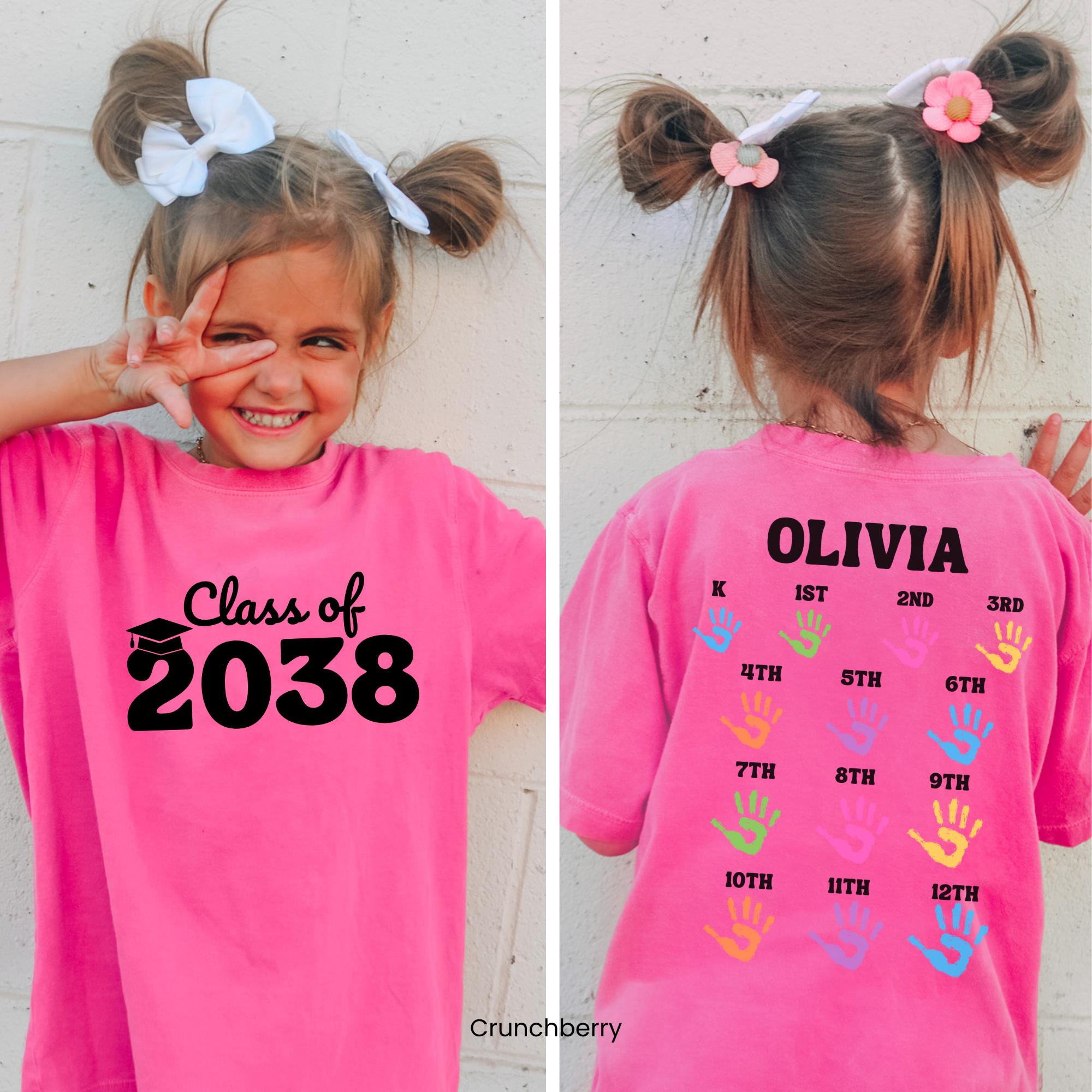 Class of 2038 Handprint Shirt, First Day of School Shirt, Grow With Me Shirt, Photo Day Shirt, Kinder Through 12th