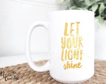 Taza "Deja que tu luz brille": Regalo cristiano, taza de café motivacional