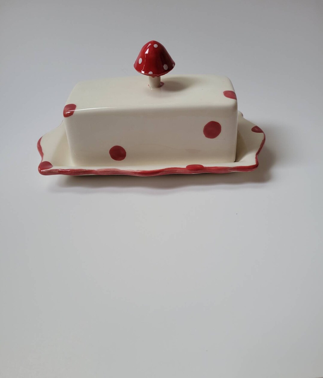 Red Mushroom Butter Dish Ceramic Butter Dish Mushroom Butter Etsy